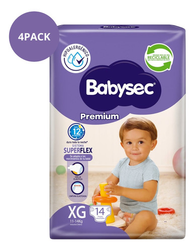 Babysec Premium - Pack X 4 Paquetes - Elige Talla 