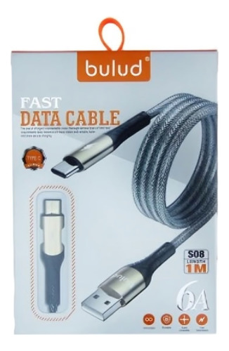 Cable Usb A Type-c Punta Metal Bulud 1 Metro 6a Fast Charge