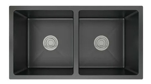 Pileta Doble Cocina Negra Acero 304 Cuadrada + Válvulas