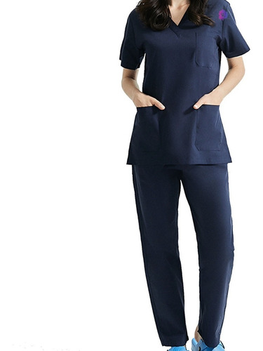 Uniforme Pijama Medica Enfermera Mujer Antifluido Cuello V  