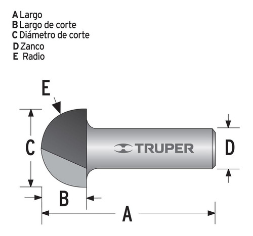 Imagen 3 de 4 de Broca Para Router, Media Caña, 1/2 Con Balero 11464