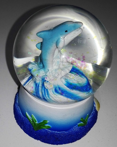 Adorno Resina/burbuja Vidrio Pintado A Mano Delfines