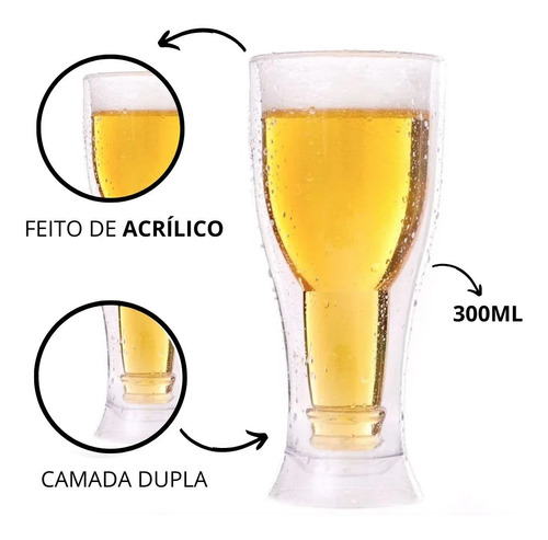 12 Copos Invertido Acrílico Garrafa Invertida 300ml Dia Dos 