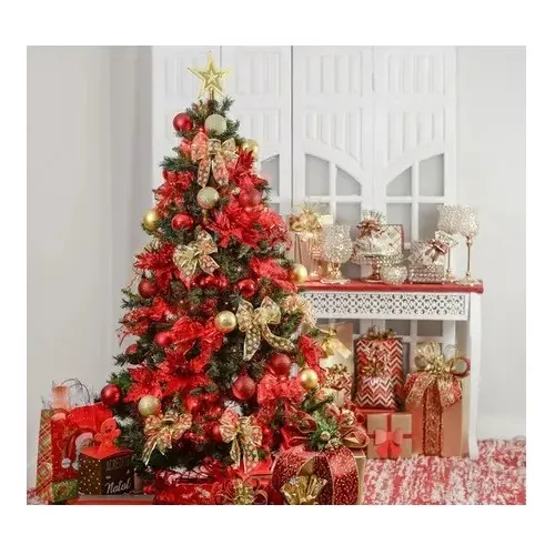 Árvore de Natal grande 150cm 138galho super cheia Luxo Verde Nevada Neve  promoção barata pé plástico