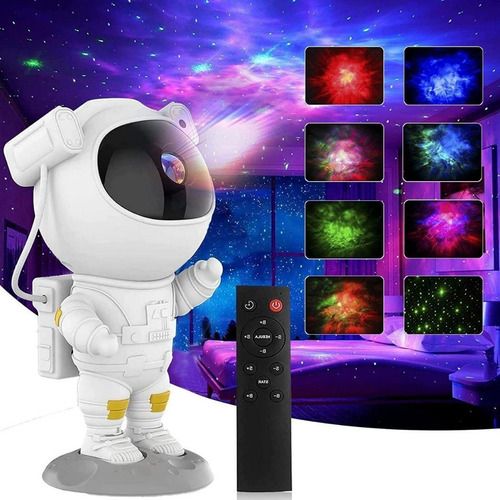 Luminária Projetor Astronauta Galáxia Abajur Com Controle