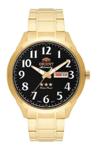 Relógio Masculino Orient Dourado Automático 3 Estrelas