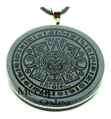 Full Dije De Obsidiana Negra Calendario Azteca Trc25