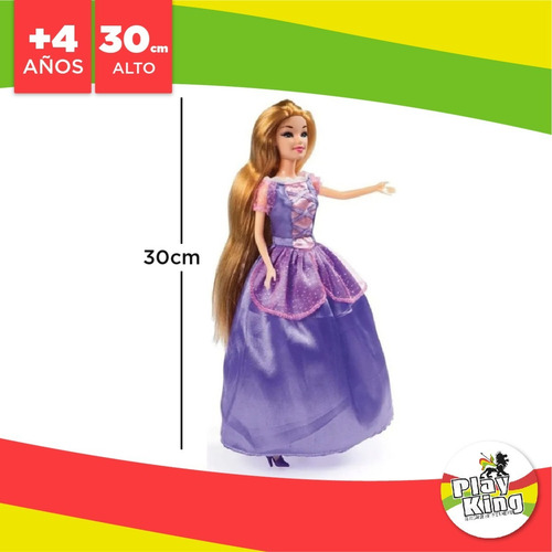 Imagen 3 de 9 de Muñeca Princesa Rapunzel 30 Cm Articulada Playking