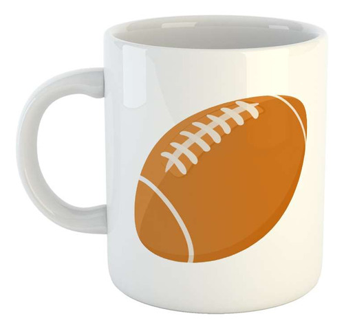 Taza Ceramica Pelota Rugby Color Cocida Cuero Marron