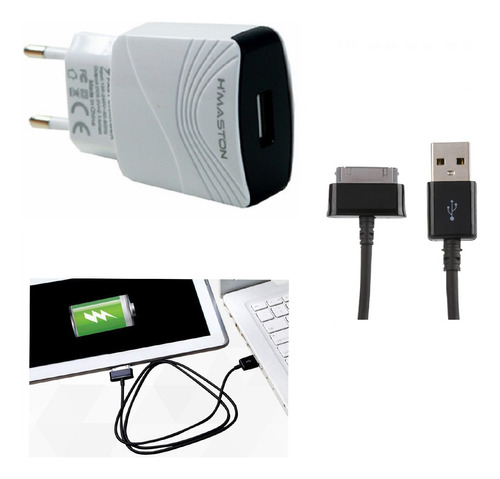 Carregador Cabo + Fonte Usb Para Tablet Samsung Galaxy