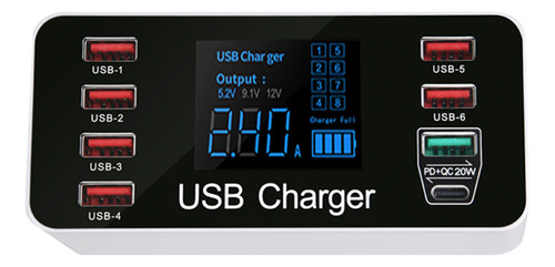 Cargador Usb Qc3.0 Con 8 Unidades Inteligentes Con Chip Stat