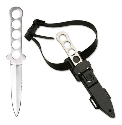 Cuchillo De Una Pieza Para Buceo Con Funda Y Correas Md-1bd