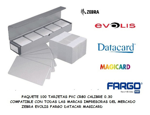 Tarjetas Plásticas Carnet Pvc Blanca Cr80 Pack 100 Unidades