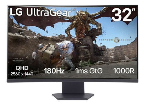Monitor Gamer LG 32GS60QC-B con pantalla de 32" 180Hz 220V y resolución Full HD