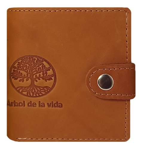 Billetera De Cuero Grabado Árbol De La Vida Negro Lisa
