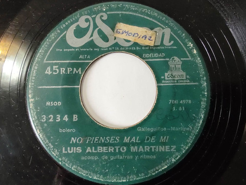 Vinilo Single De Luis Alberto Martinez - No Pienses Ma( C33