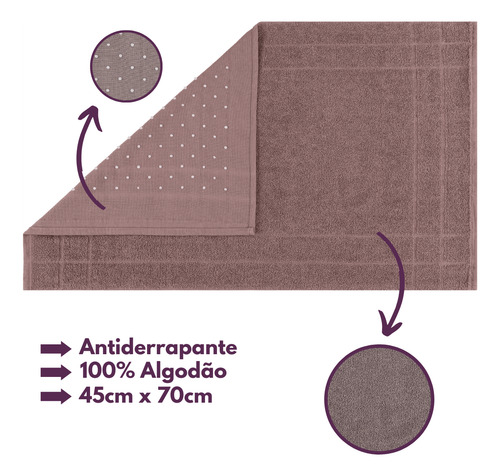Jogo De Toalha Banhão C/ Tapete Antiderrapante 100% Algodão