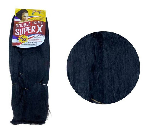 Apliques de cabelo sintético Zhang Hair estilo entrelace, preto de 126cm - 6 mechas por pacote