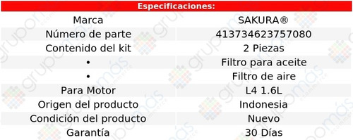 Set Filtros Sakura Para Kia Rio L4 1.6l 2018 A 2020
