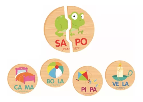 Kit Jogos Educativos Crescer Alfabeto E Sílabas Em Madeira