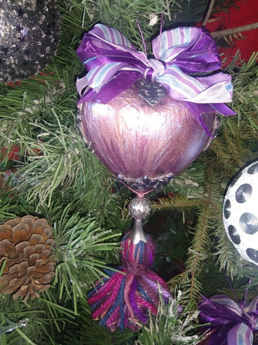 Adorno En Forma De Corazón Purpura Para Árbol De Navidad!!