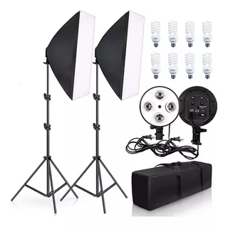 Kit Doble De Luz Continua Softbox Canon Nikon Sony Lumix