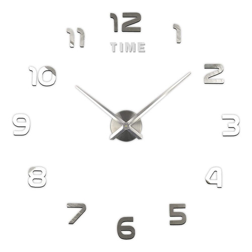 Relógio De Parede Decorativo Sem Moldura 3d 80cm Prata