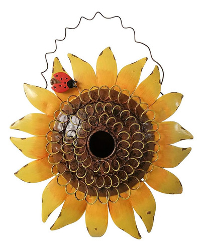 Decoración De Girasol De Metal Con Mariquita, Colgante Decor