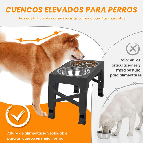Comedouro Elevado Para Cães Com Tigelas De Aço Inoxidável