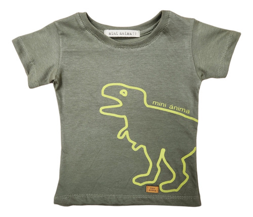 Remera Mini Anima Manga Corta Dinosurio Bebe Kids Verde