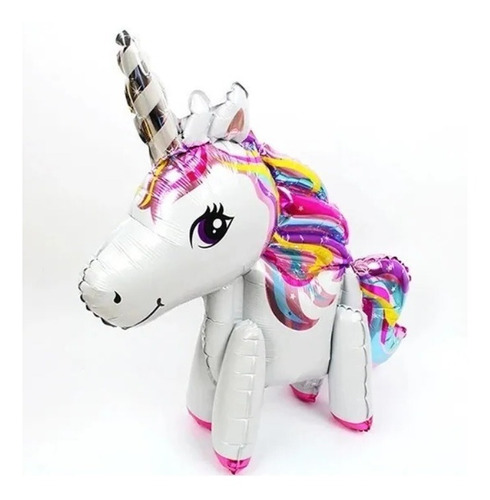 Globo Metalizado Unicornio 3 D Apto Helio O Aire 58 X 55 Cm