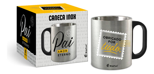 Caneca Metal Inox 300ml - Pai Amor Eterno - Dia Dos Pais Cor Prateado