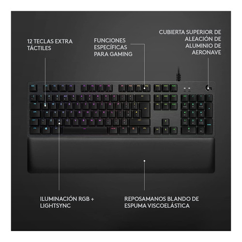 Imagen 4 de 6 de Teclado Logitech G513 Carbon Gaming Qwerty Gx Brown Tactile