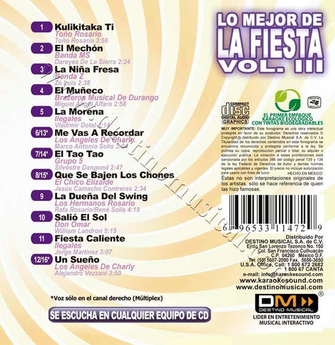 Cd+g Karaoke K-box Lo Mejor De La Fiesta Vol. 3