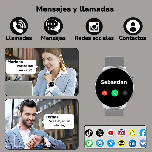 Reloj Inteligente Hombre Gps Redondo Llamadas Deportivo