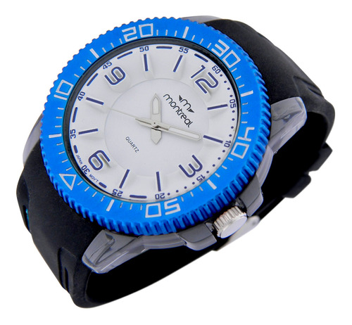 Reloj Montreal Hombre Ml861 Aro Giratorio Malla Silicona