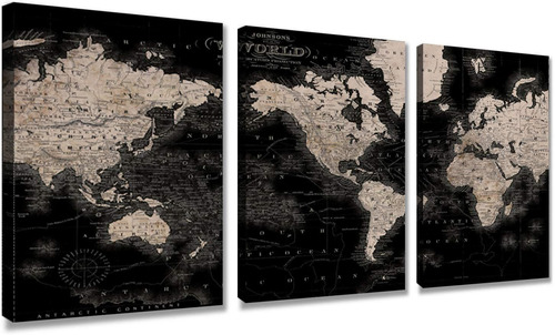 Lienzo De Pared Con Mapa Del Mundo Vintage Retro Mapa Del Mu