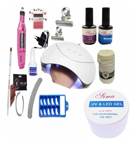 Kit Unhas Acrigel + Cabine Uv Lixa Kit Gel Acrygel Original