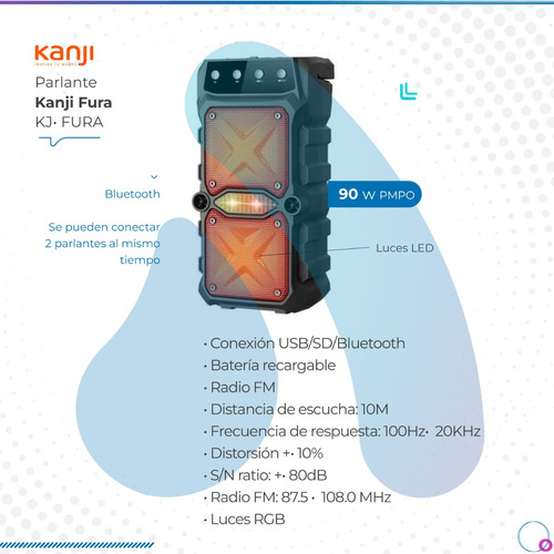 Parlante Kanji Fura Portatil Inalambrico Bluetooth Kj-fura