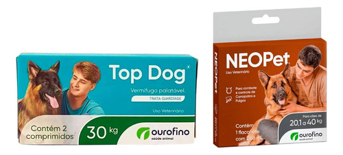 Top Dog Vermifugo 30kg+neopet Antipulgas 20 A 40kg Ouro Fino