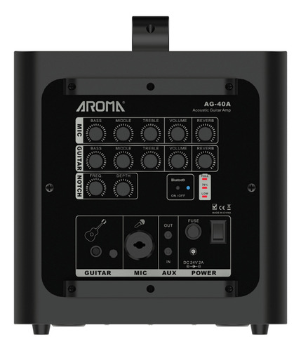 Amplificador Cubo Violão E Voz Aroma Ag40a 40w Bateria E Bt Cor Preto