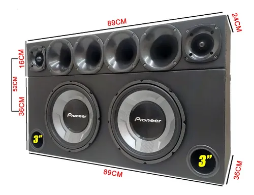 Caixa Trio Completa Topvenda 2x Subwoofer Pioneer 12 1300w