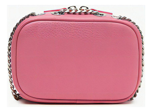 Cartera Cuadrada Lacoste Nf4252 Acabado De Los Herrajes Niquel Color Rosa Color De La Correa De Hombro Rosa Diseño De La Tela Liso