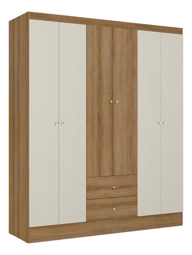 Guarda-Roupa Casal THB Astro, 6 Portas, Almendra e Off White