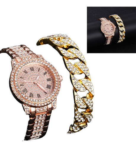 Reloj De Pulsera Con Diamantes De Imitación Totalmente Incru