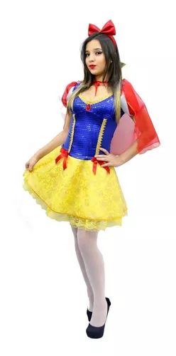 Fantasia da branca de neve para cosplay, vestido adulto de