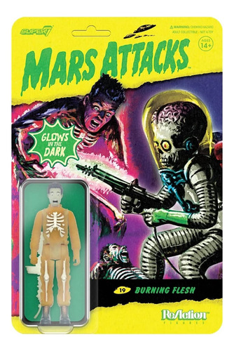 Figura Burning Flesh Mars Attacks Glow Dark Reaction Super7 