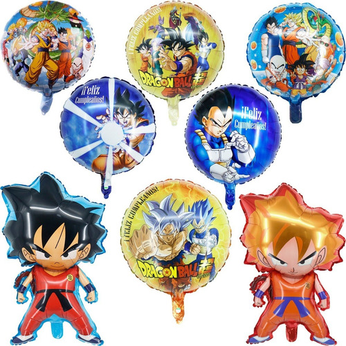 Set De 8 Globos Dragon Ball Z Metalizados Goku Dragonball