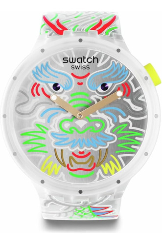 Reloj Swatch Unisex Casual Transparente De Cuarzo De Origen 