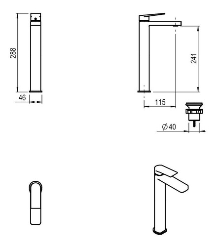 Imagen 2 de 4 de Griferia Cocina-baño Monocomando Alto Raptor Hidromet Black